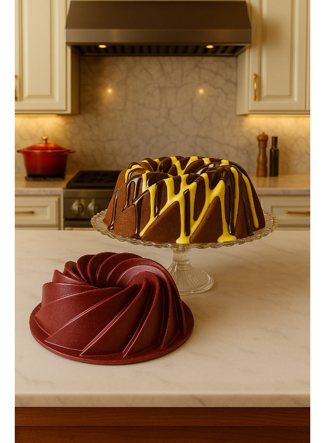 المفرج قالب كيك جرانيت بشكل حلزوني أحمر 25سم - Image 1