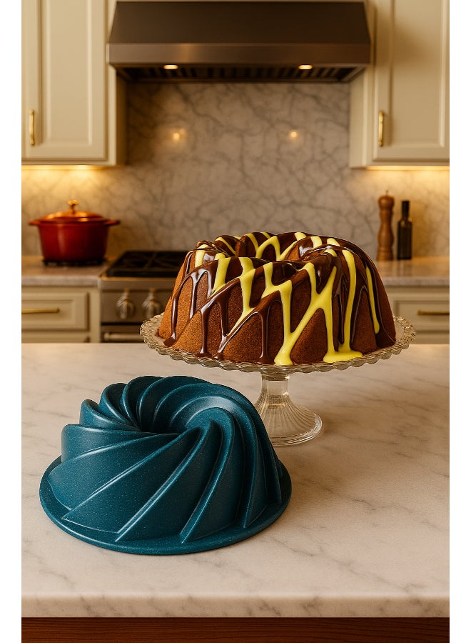 المفرج قالب كيك جرانيت بشكل حلزوني أخضر 25سم - Image 1