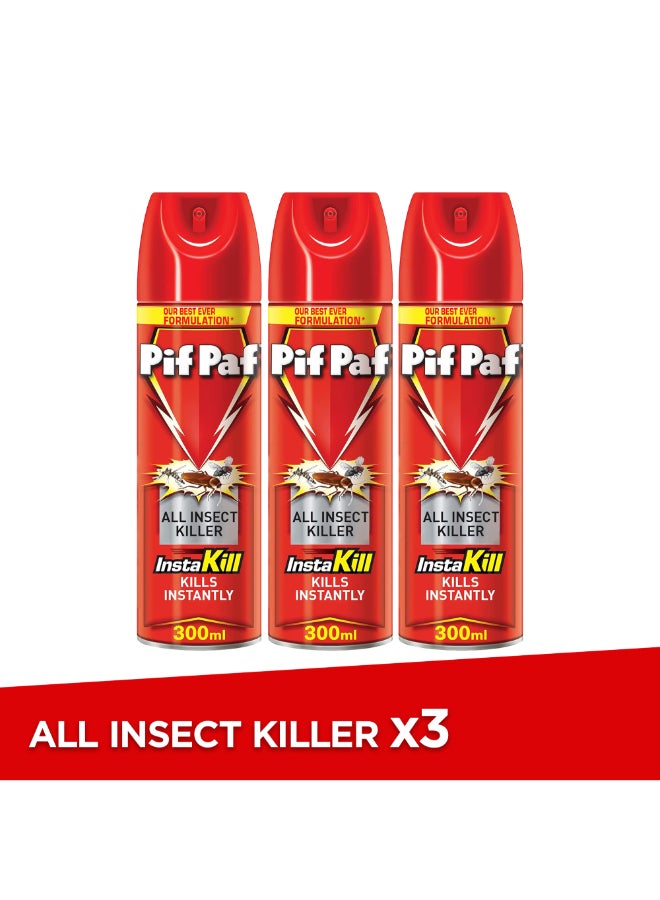 Pif Paf All Kills Cockroaches, Ants, Flies And Mosquitoes Killer Spray Multicolour 3x300ml  - Image 1