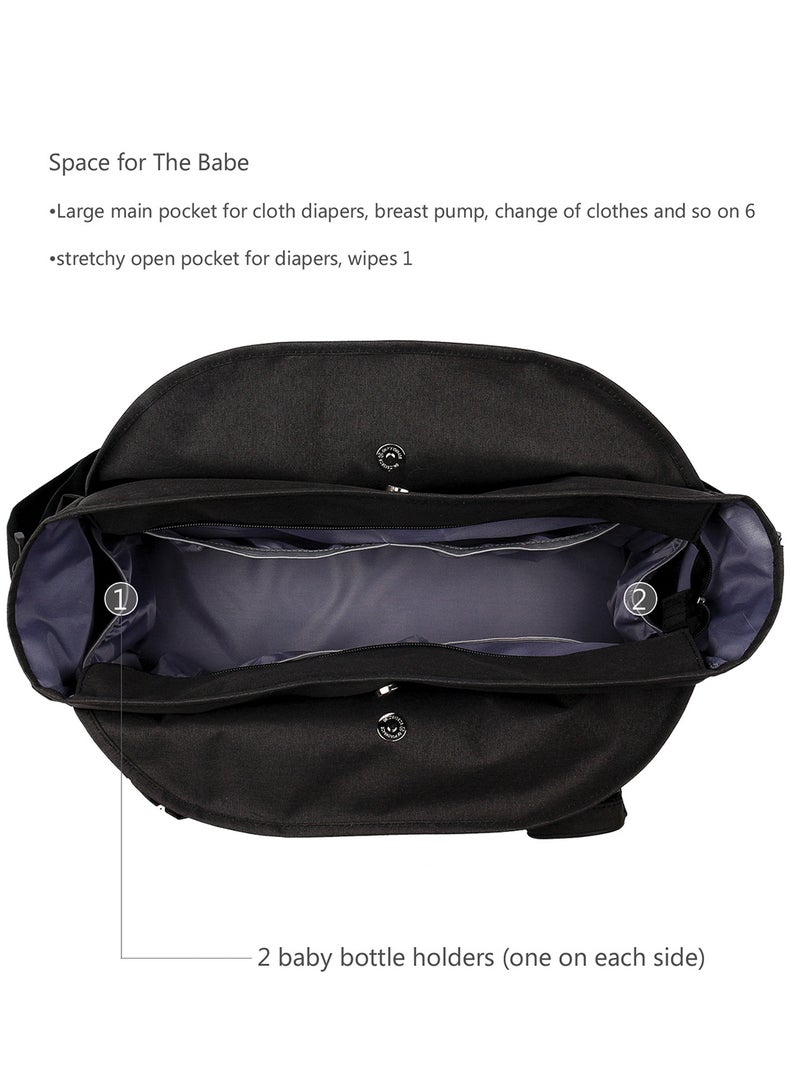 Little Story Multifunctional Signature Diaper Bag With Changing Mat - Black Black  - Image 3