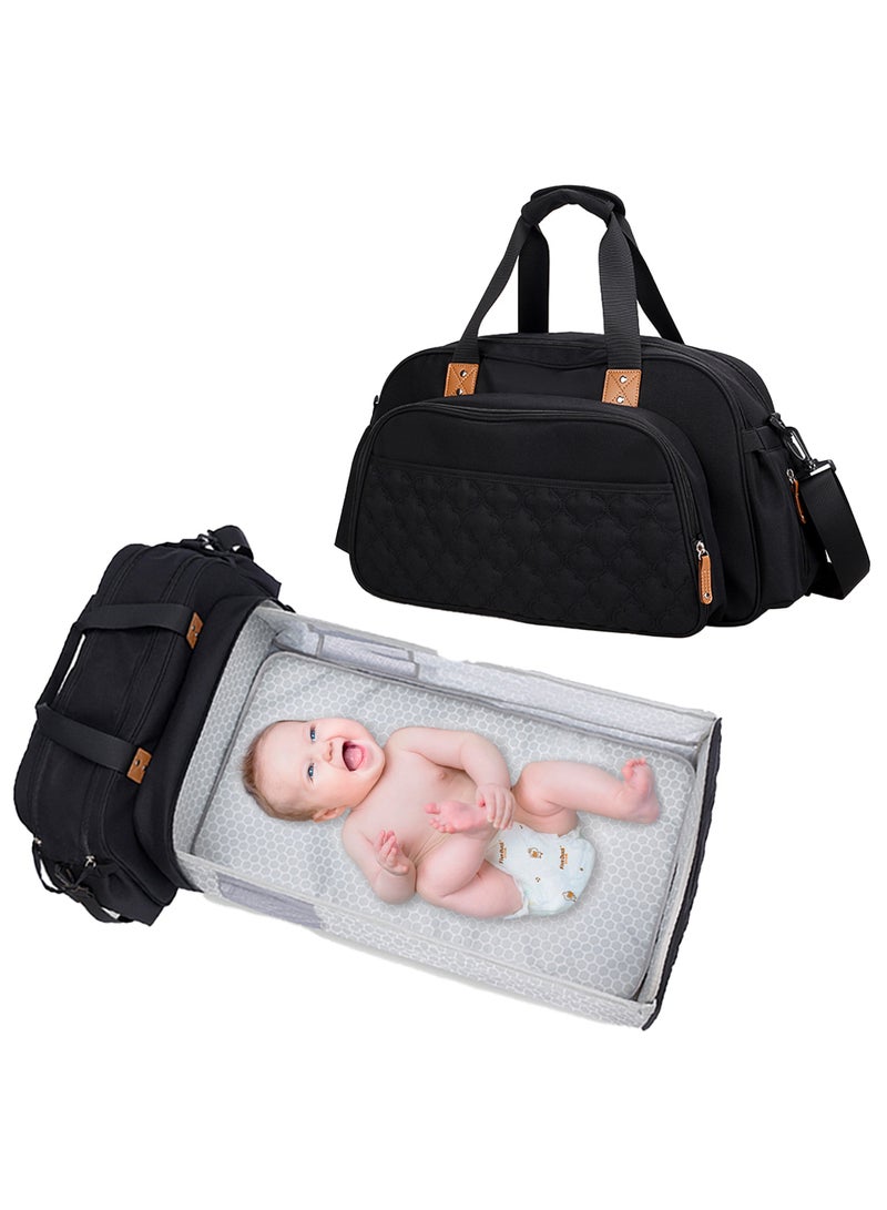 Little Story Travelling Bed In A Bag Quilted And Changing Mat For Baby - Black Black  - Image 1