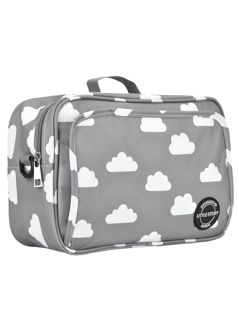 Little Story - Baby Diaper Changing Clutch Kit - Grey Clouds Grey Cloud - Image 1