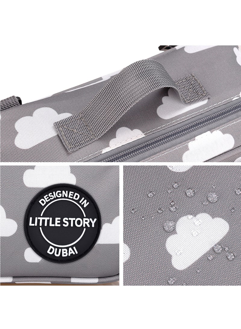 Little Story - Baby Diaper Changing Clutch Kit - Grey Clouds Grey Cloud - Image 1