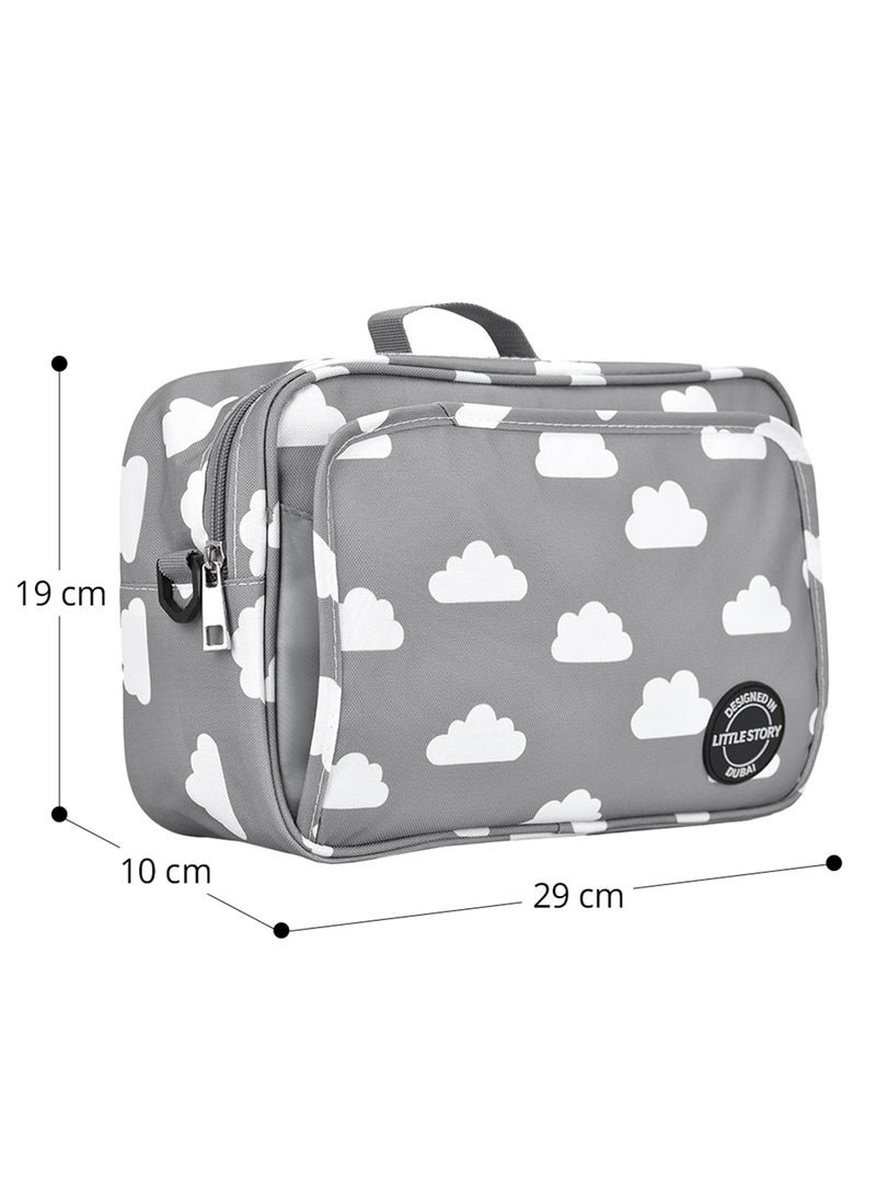 Little Story - Baby Diaper Changing Clutch Kit - Grey Clouds Grey Cloud - Image 1