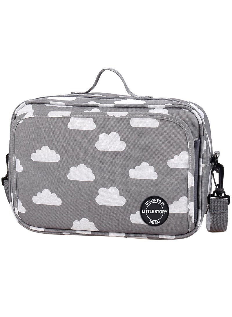 Little Story - Baby Diaper Changing Clutch Kit - Grey Clouds Grey Cloud - Image 1