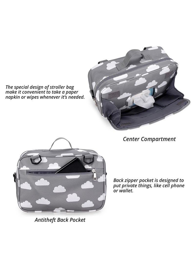 Little Story - Baby Diaper Changing Clutch Kit - Grey Clouds Grey Cloud - Image 1