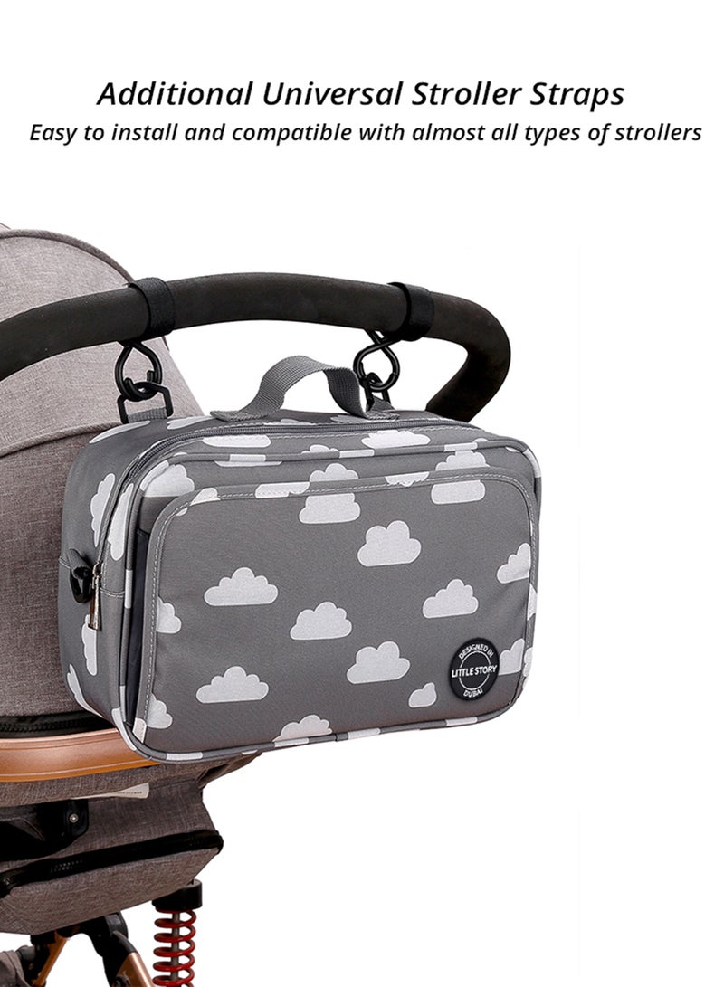 Little Story - Baby Diaper Changing Clutch Kit - Grey Clouds Grey Cloud - Image 1