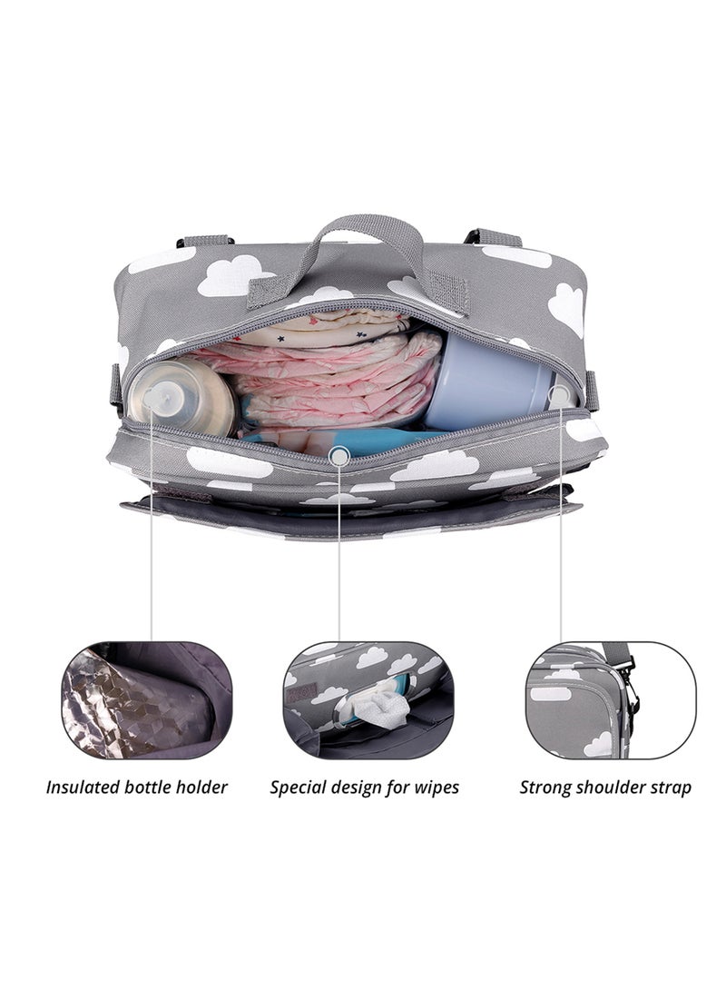 Little Story - Baby Diaper Changing Clutch Kit - Grey Clouds Grey Cloud - Image 1