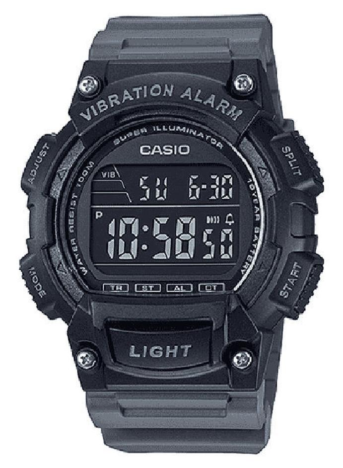 كاسيو ساعة يد رقمية بسوار من الراتنج وقرص أسود للشباب - طراز W-736H-8BVDF للرجال - Image 1