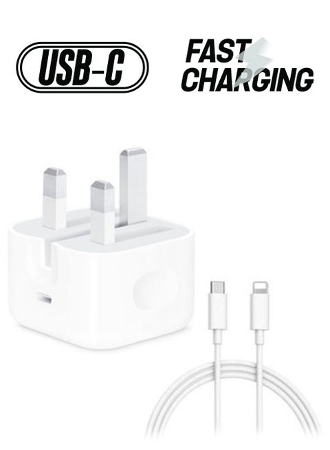 Wall Charger For iPhone ,Type-C Port , With Cable Type-C White