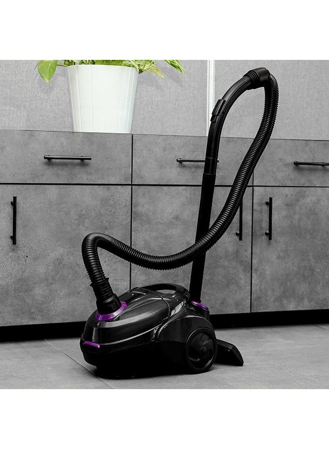 Olsenmark - Vacuum Cleaner with Reusable Dust Bag, Powerful Suction, Dust Full Indicator, Flexible Hose with Airflow on Handle, Pedal Switch and Auto-Rewinding Wire 1.5 L 2200 W OMVC1782 Black/Purple - Image 1