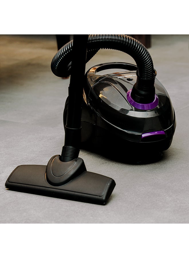 Olsenmark - Vacuum Cleaner with Reusable Dust Bag, Powerful Suction, Dust Full Indicator, Flexible Hose with Airflow on Handle, Pedal Switch and Auto-Rewinding Wire 1.5 L 2200 W OMVC1782 Black/Purple - Image 1