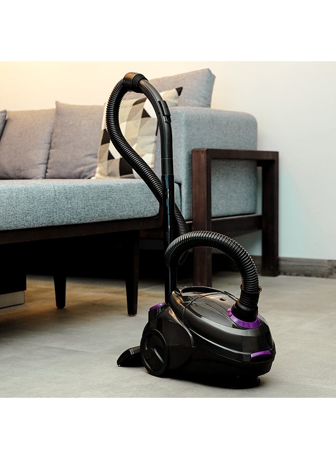 Olsenmark - Vacuum Cleaner with Reusable Dust Bag, Powerful Suction, Dust Full Indicator, Flexible Hose with Airflow on Handle, Pedal Switch and Auto-Rewinding Wire 1.5 L 2200 W OMVC1782 Black/Purple - Image 1