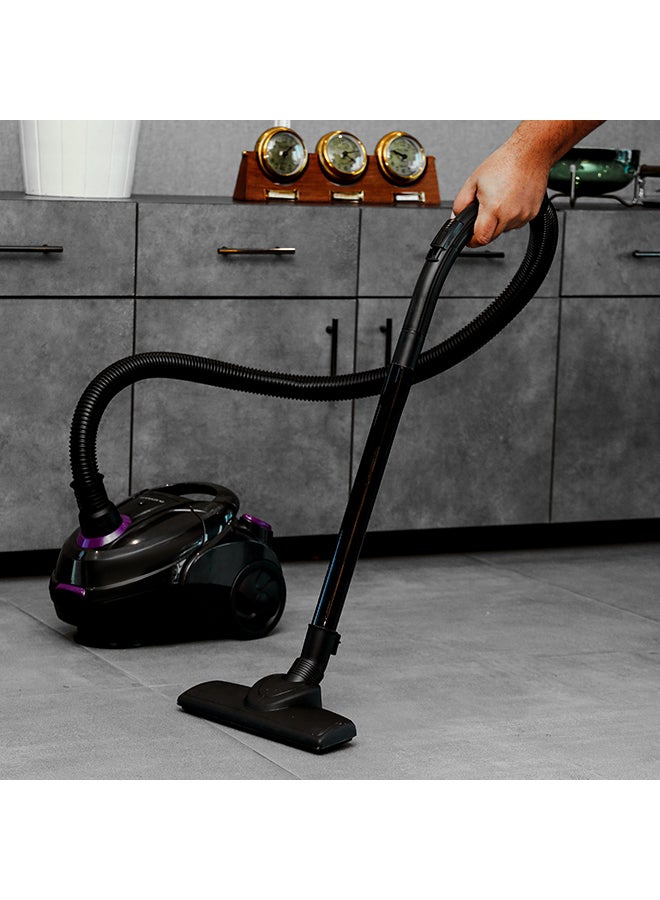 Olsenmark - Vacuum Cleaner with Reusable Dust Bag, Powerful Suction, Dust Full Indicator, Flexible Hose with Airflow on Handle, Pedal Switch and Auto-Rewinding Wire 1.5 L 2200 W OMVC1782 Black/Purple - Image 1