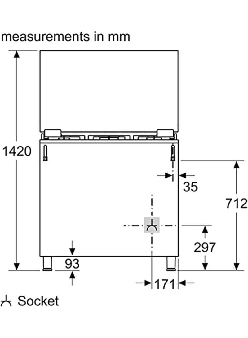 BOSCH Gas Range Cooker, 90 cm, with High Output Burner HGV1D0V50M Stainless Steel  - Image 2