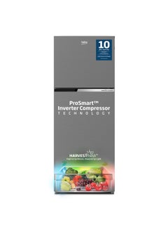 Beko Refrigerator 409 Liters Gross(375 Net) Capacity, Double Door, Top Mount, No Frost, Harvest Fresh Technology, NeoFrost Dual Cooling, Low Noise, CoolRoom, 10 Years Warranty on ProSmart Inverter Compressor RDNT401XS Grey/Silver  - Image 1