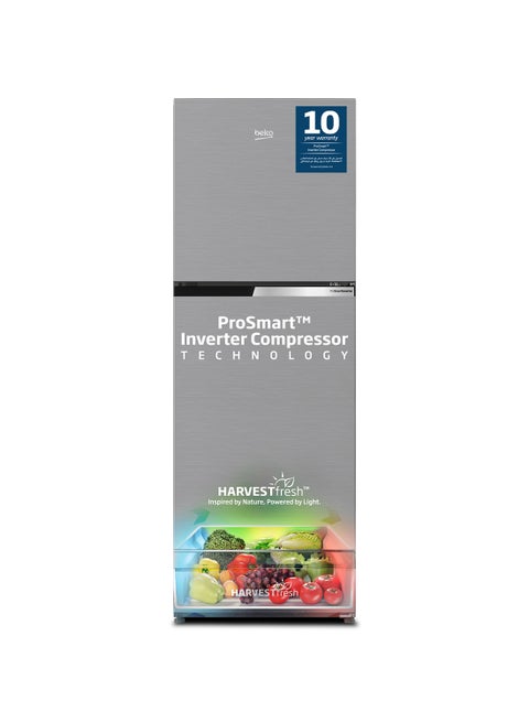 Refrigerator 250/230 L Gross And Net Capacity, Double Door, Top Mount, No Frost, Harvest Fresh Technology, NeoFrost Dual Cooling, Low Noise, 10 Years Warranty on ProSmart Inverter Compressor - RDNT300XS Grey