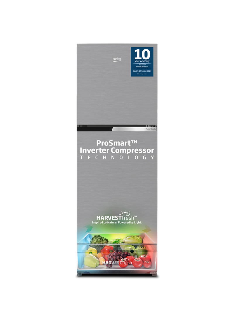 Beko - Refrigerator 250 Liters Gross(162 Net) Capacity, Double Door, Top Mount, No Frost, Harvest Fresh Technology, NeoFrost Dual Cooling, Low Noise, 10 Years Warranty on ProSmart Inverter Compressor RDNT300XS Grey - Image 1