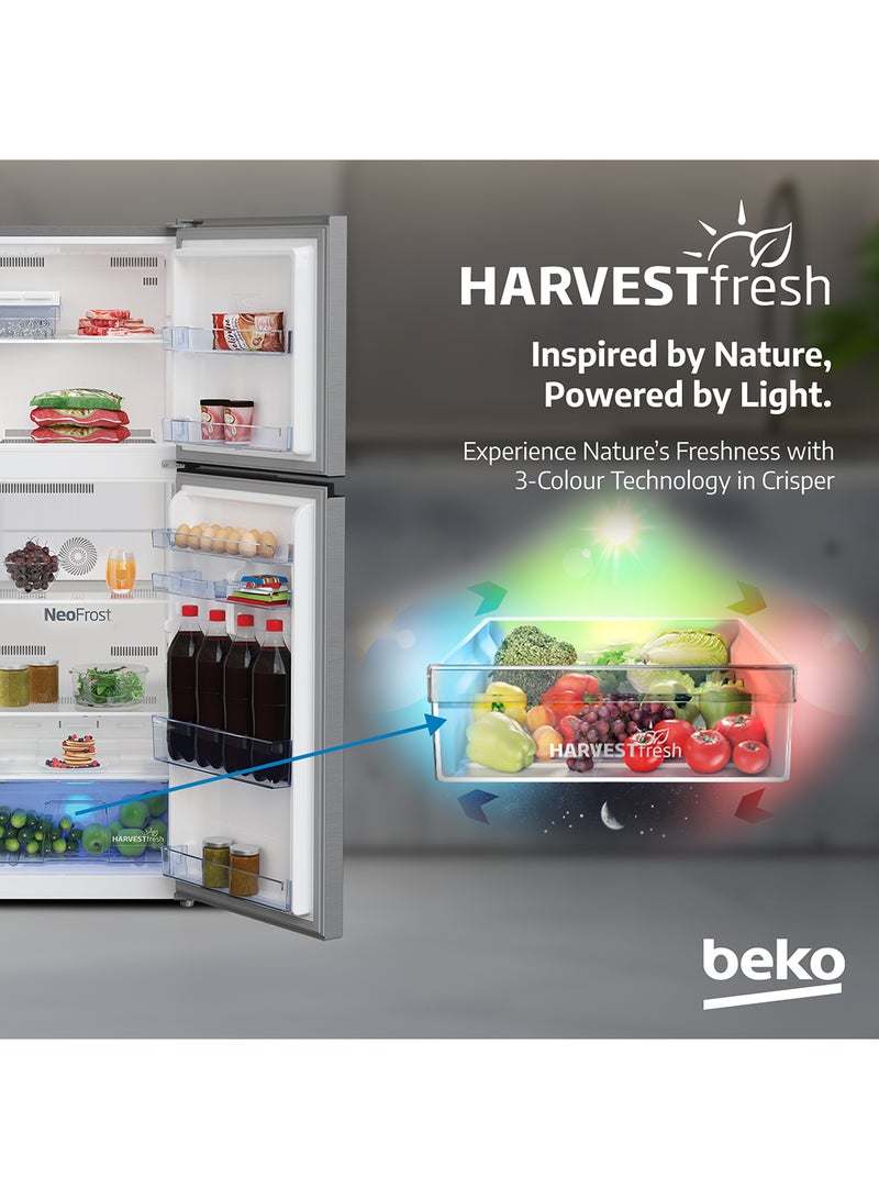 Beko - Refrigerator 250 Liters Gross(162 Net) Capacity, Double Door, Top Mount, No Frost, Harvest Fresh Technology, NeoFrost Dual Cooling, Low Noise, 10 Years Warranty on ProSmart Inverter Compressor RDNT300XS Grey - Image 1