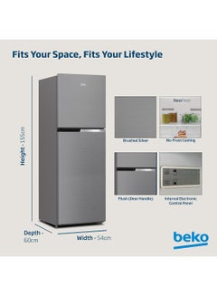 Beko Refrigerator 250 Liters Gross(162 Net) Capacity, Double Door, Top Mount, No Frost, Harvest Fresh Technology, NeoFrost Dual Cooling, Low Noise, 10 Years Warranty on ProSmart Inverter Compressor RDNT300XS Grey  - Image 4