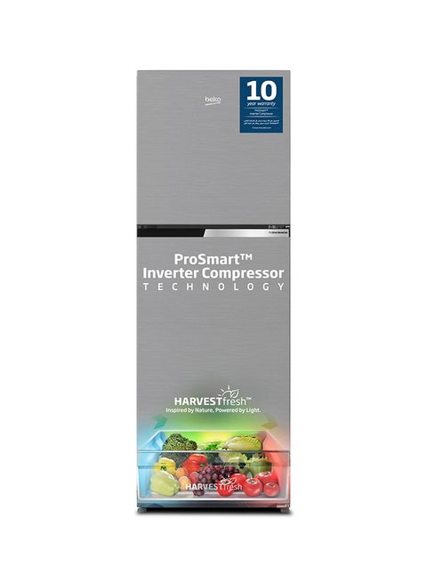 Refrigerator 250/230 L Gross And Net Capacity, Double Door, Top Mount, No Frost, Harvest Fresh Technology, NeoFrost Dual Cooling, Low Noise, 10 Years Warranty on ProSmart Inverter Compressor - RDNT300XS Grey