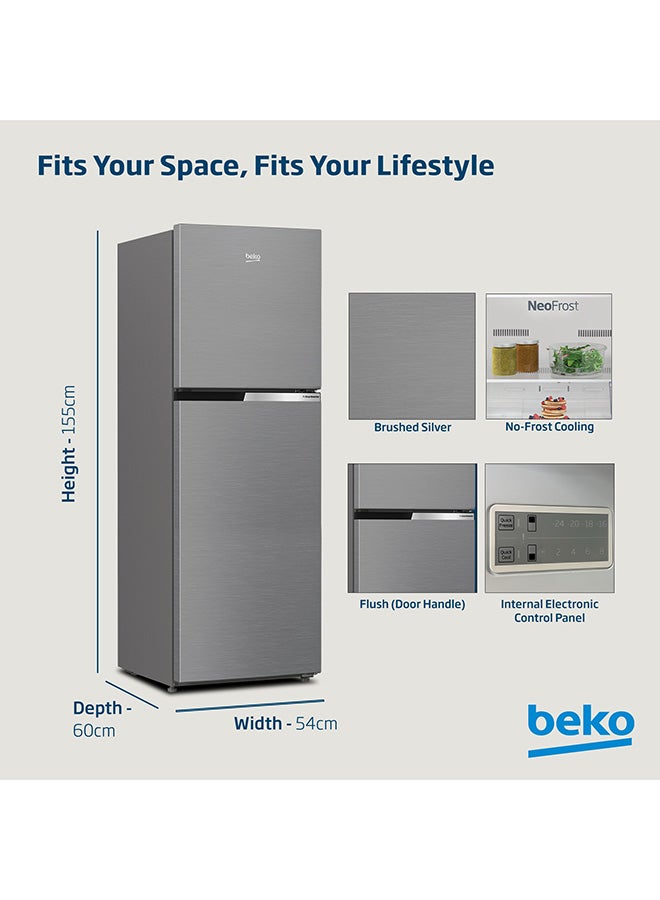 Beko Refrigerator 250/230 L Gross And Net Capacity, Double Door, Top Mount, No Frost, Harvest Fresh Technology, NeoFrost Dual Cooling, Low Noise, 10 Years Warranty on ProSmart Inverter Compressor - RDNT300XS Grey  - Image 4