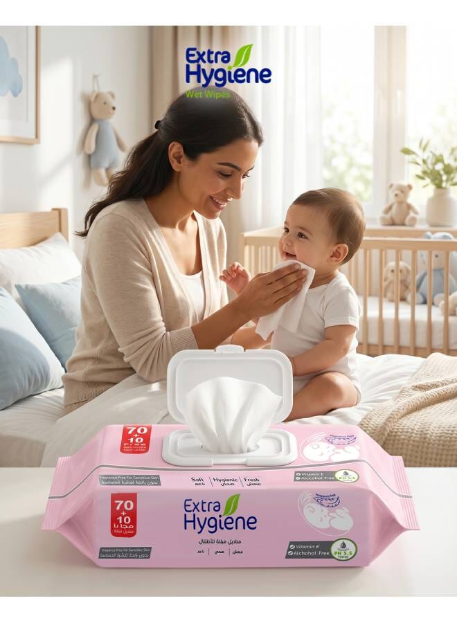 Hygiene 80 Piece Baby wet Wipes - 3 pack - Image 4