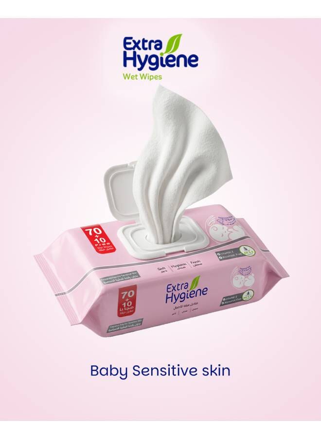 Hygiene 80 Piece Baby wet Wipes - 3 pack - Image 2
