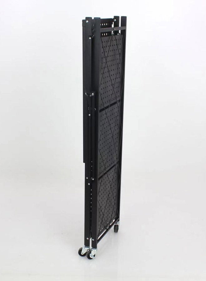 Home Time 4-Layered Foldable Storage Rack With Wheels Black 34x71x124cm - Image 4
