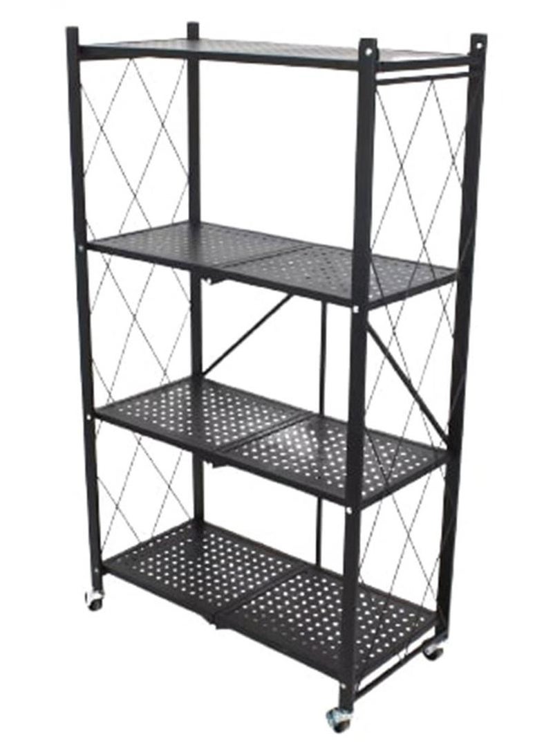 Home Time 4-Layered Foldable Storage Rack With Wheels Black 34x71x124cm - Image 1
