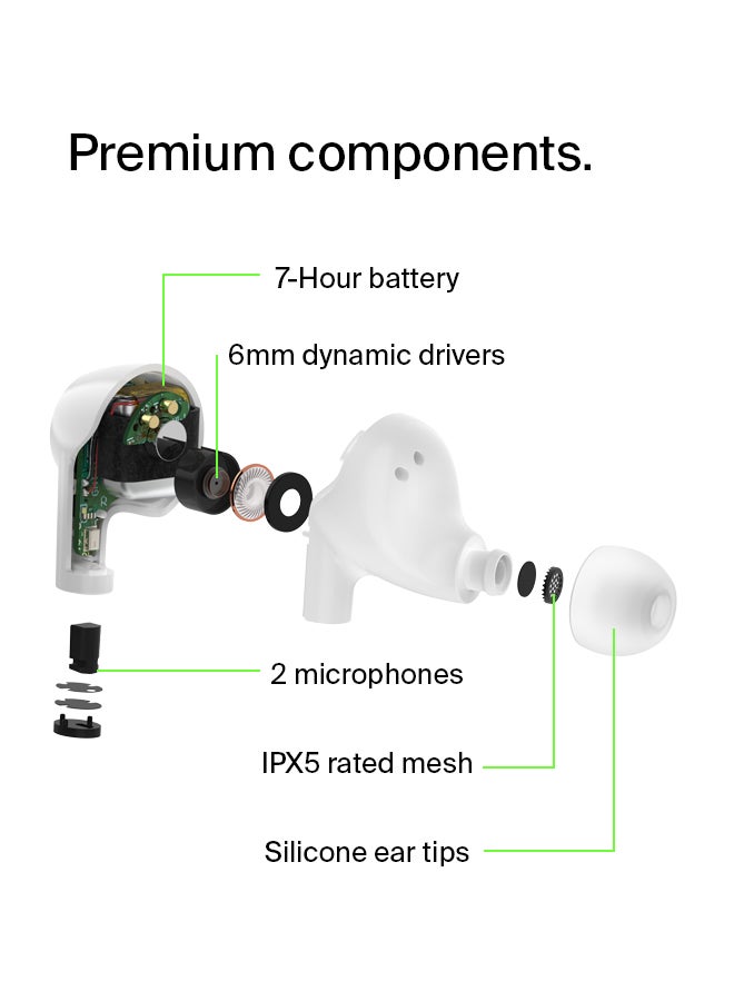 belkin - Belkin Wireless Earbuds, SoundForm Rise True Wireless Bluetooth 5.2 Earphones with Wireless Charging, IPX5 Sweat and Water Resistant, With Deep Bass for iPhone, Galaxy, Pixel and More - White White - Image 1