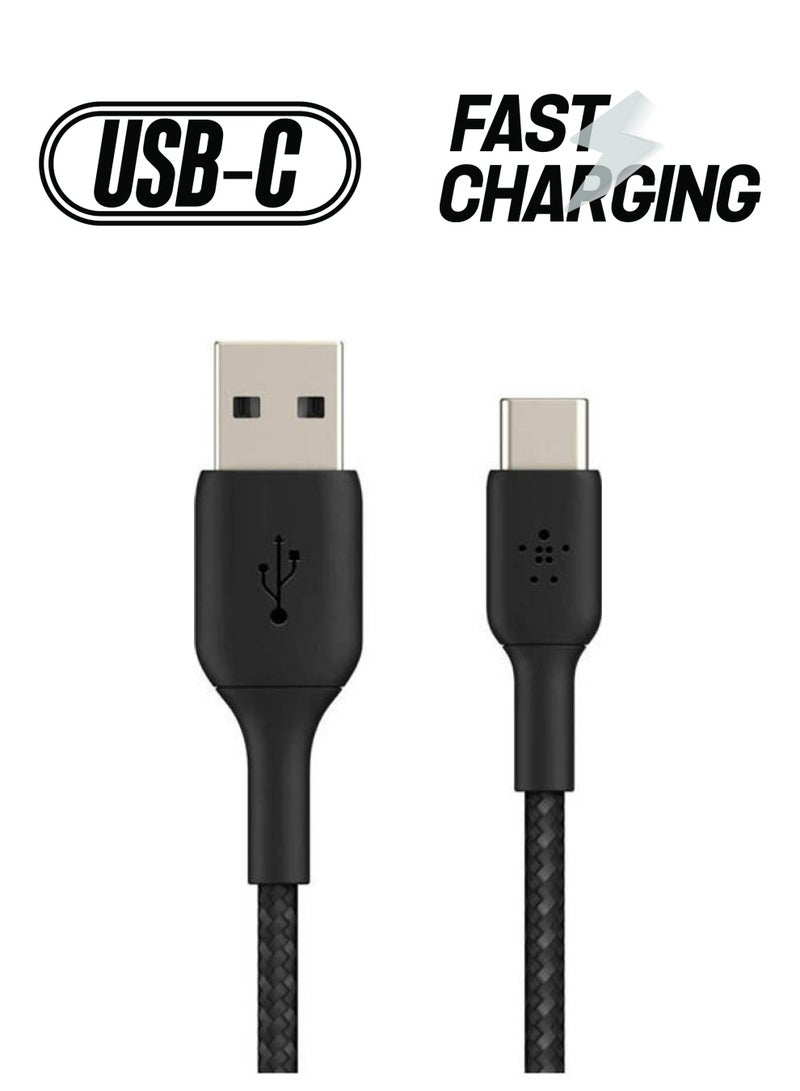بيلكين كابل بوست تشارج مضفر من USB C إلى A أسود