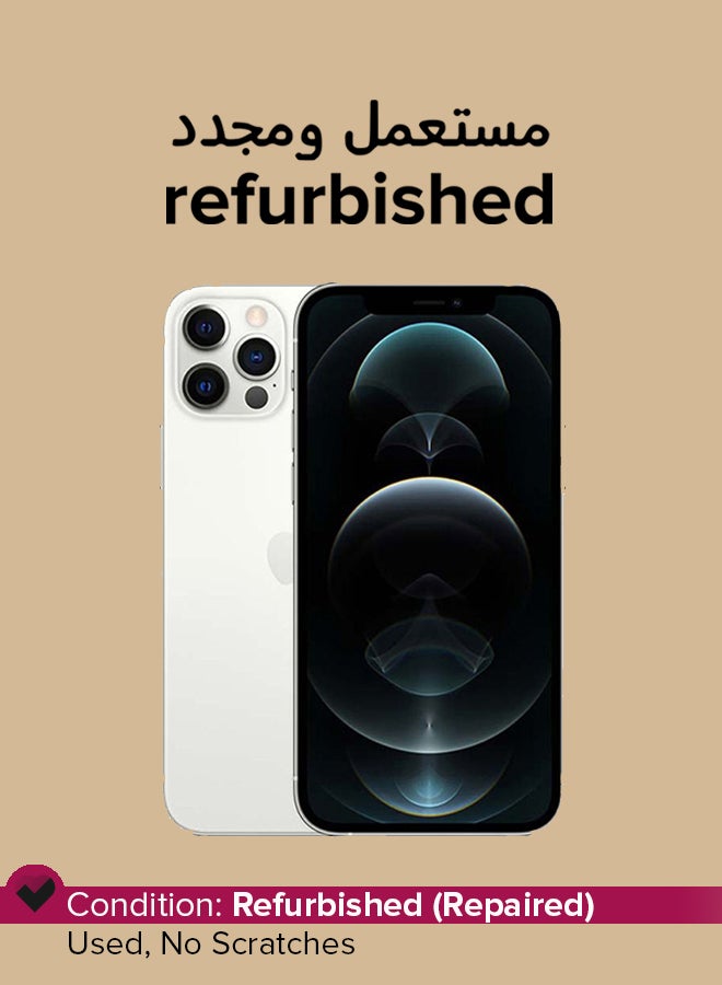 ابل  مستعمل ومجدد - آيفون 12 برو ماكس مع تطبيق فيس تايم بذاكرة داخلية سعة 256 جيجابايت وبتقنية 5G بلون فضي - مواصفات عالمية - Image 1