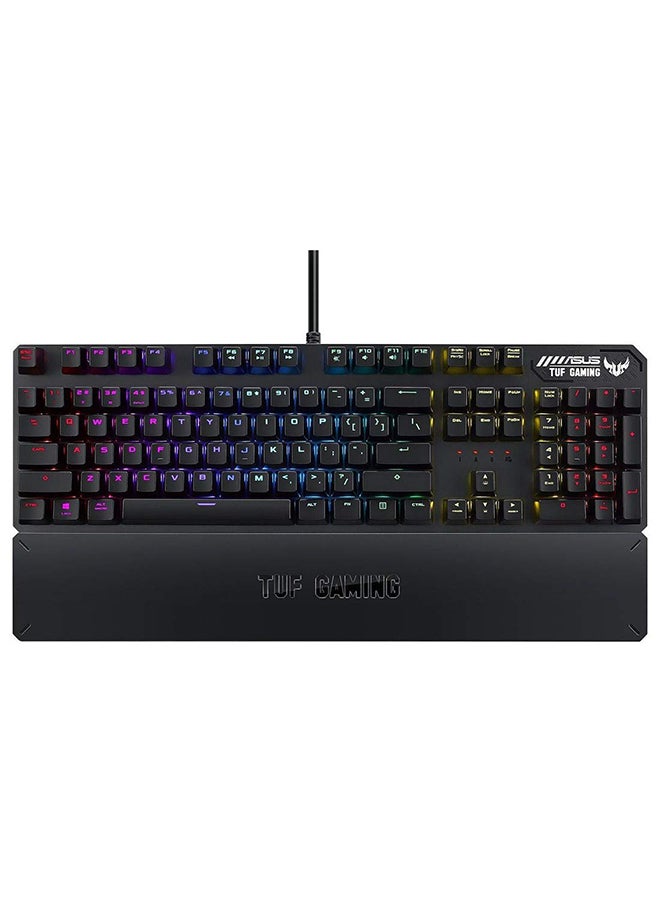 أسوس - RA05 TUF K3 USB Highly Durable Mechanical Gaming Keyboard for PC, Programmable Onboard Memory, Dedicated Media Controls, Aura Sync RGB Lighting, Detachable Magnetic Wrist Rest - Image 1