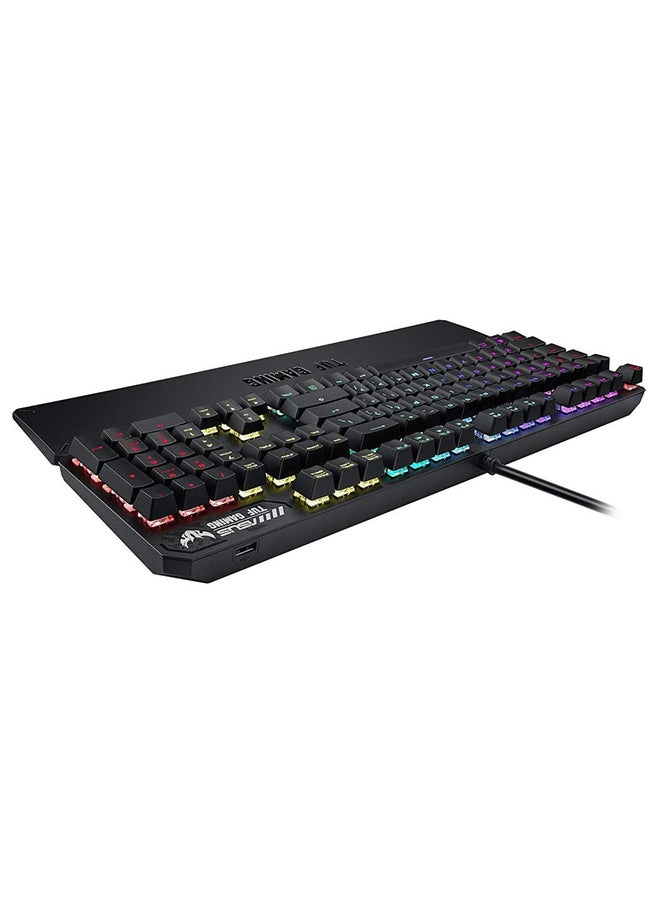 أسوس - RA05 TUF K3 USB Highly Durable Mechanical Gaming Keyboard for PC, Programmable Onboard Memory, Dedicated Media Controls, Aura Sync RGB Lighting, Detachable Magnetic Wrist Rest - Image 1