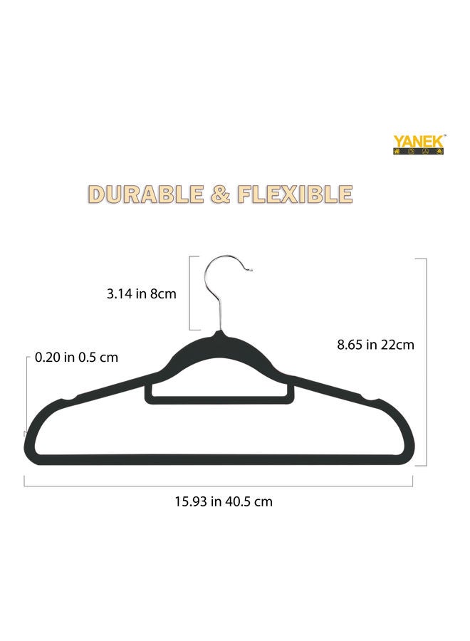 يانيك طقم علاقات ملابس مخملية غير منزلقة من 50 قطعة أسود - Image 5