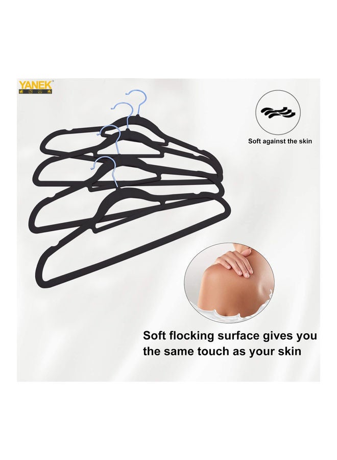 يانيك طقم علاقات ملابس مخملية غير منزلقة من 50 قطعة أسود - Image 4