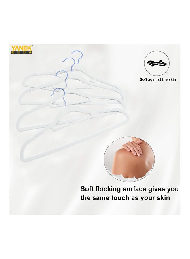 يانيك طقم علاقات ملابس مخملية غير منزلقة من 50 قطعة أبيض - Image 4