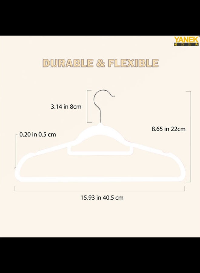 يانيك طقم علاقات ملابس مخملية غير منزلقة من 50 قطعة أبيض - Image 5