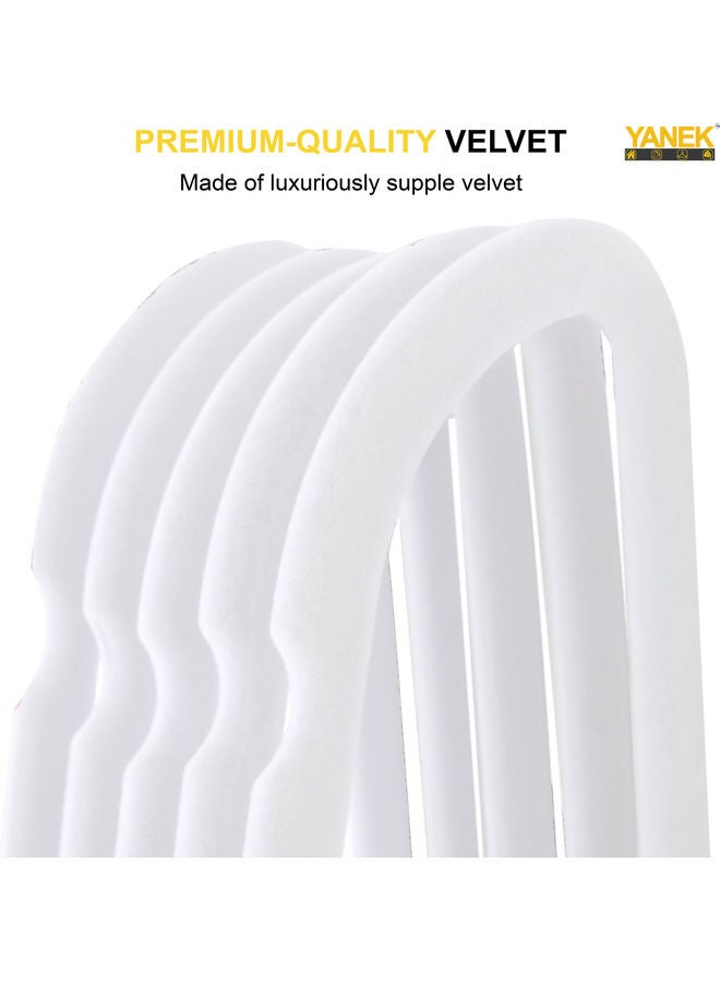 يانيك طقم علاقات ملابس مخملية غير منزلقة من 50 قطعة أبيض - Image 3