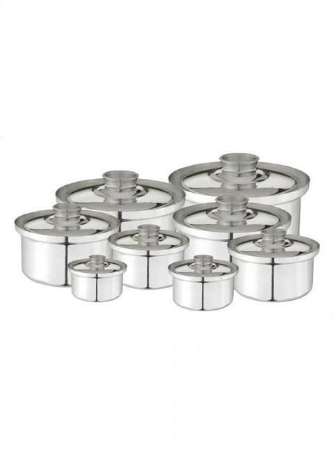 8-Piece Aluminium Cookware Pot Heavy Silver 30cm