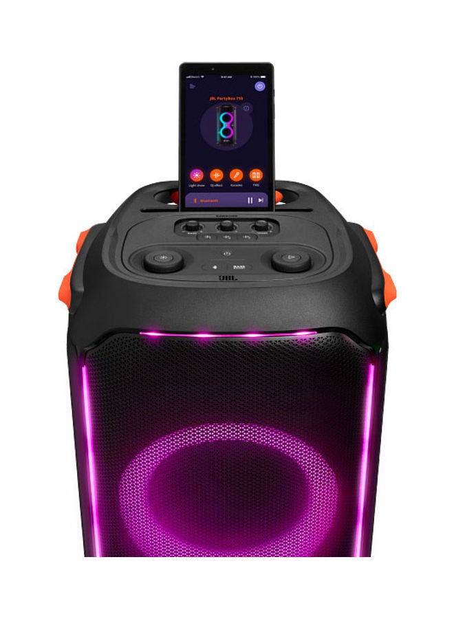 جي بي إل مكبر صوت Partybox 710 Party مع صوت قوي بقدرة 800 واط Rms - أضواء مدمجة - مقاومة لرذاذ الماء - مدخلات الجيتار والميكروفون أسود أسود - Image 2