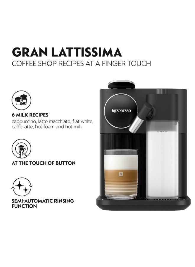 نسبرسو نسبريسو جران لاتيسيما F531 ماكينة تحضير القهوة بالكبسولات، مع تقنية رغوة الحليب الأوتوماتيكية المدمجة للكابتشينو واللاتيه، 1.3 لتر، ضغط 19 بار، أسود 1.3 L 1400 W F541-ME-BK-NE أسود - Image 2