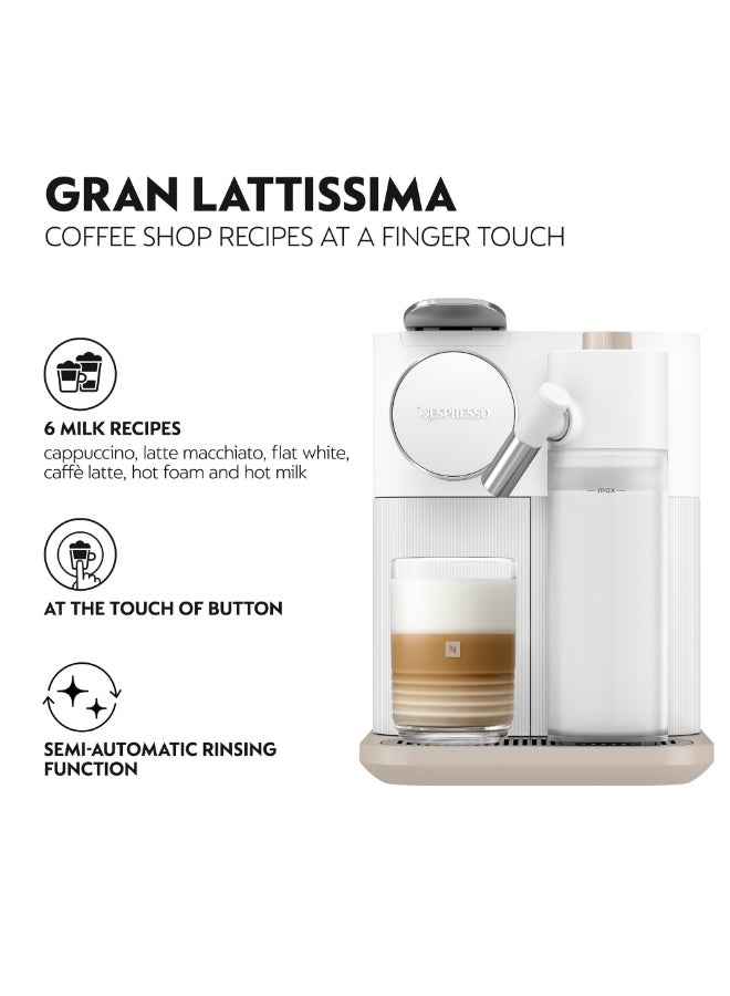 نسبرسو نسبريسو جران لاتيسيما F531 ماكينة تحضير القهوة بالكبسولات، مع تقنية رغوة الحليب الأوتوماتيكية المدمجة للكابتشينو واللاتيه، 1.3 لتر، ضغط 19 بار، أبيض 1.3 L 1400 W F531-ME-WH-NE أبيض - Image 2