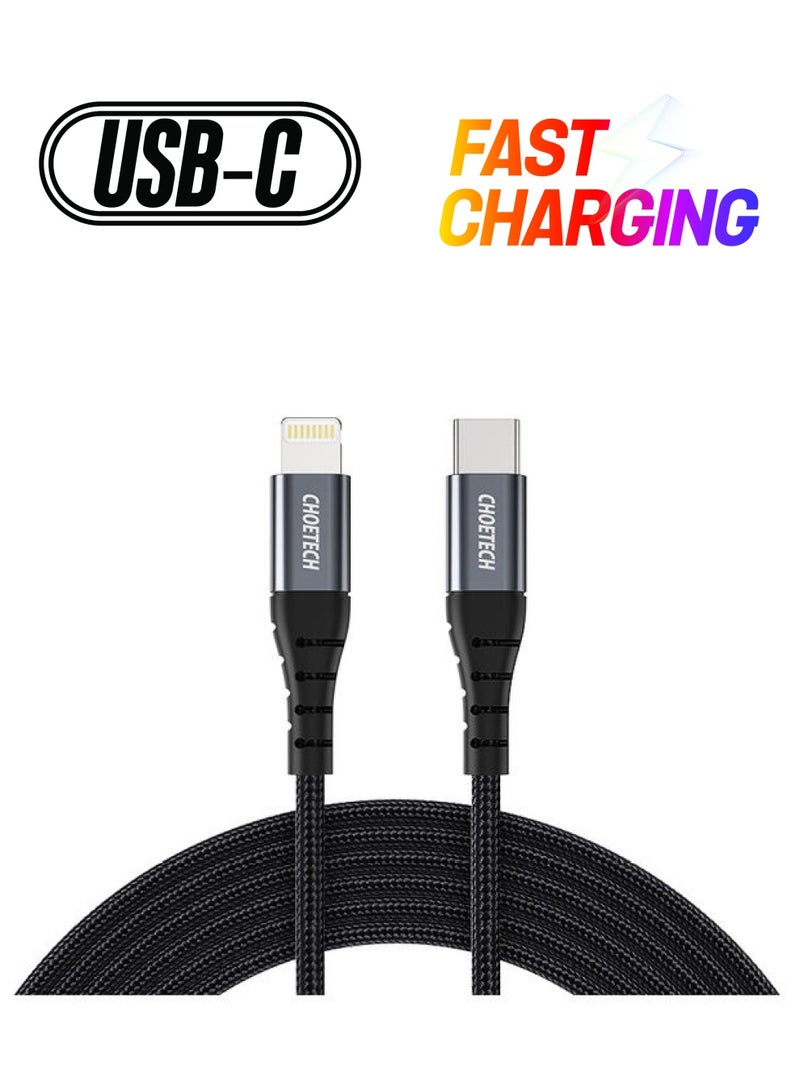 CHOETECH 1.2-Meter USB C To Lightning MFI Cable Black  - Image 1