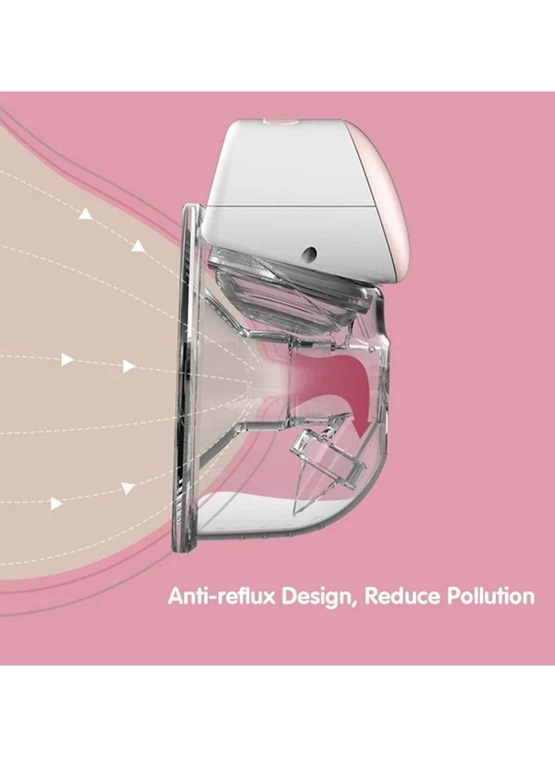 2-Piece Electric Portable Wearable Breast Cup 240 ml BPA-Free 3 Modes 10 Suction Levels - Pink And White