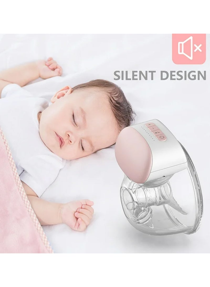 2-Piece Electric Portable Wearable Breast Cup 240 ml BPA-Free 3 Modes 10 Suction Levels - Pink And White