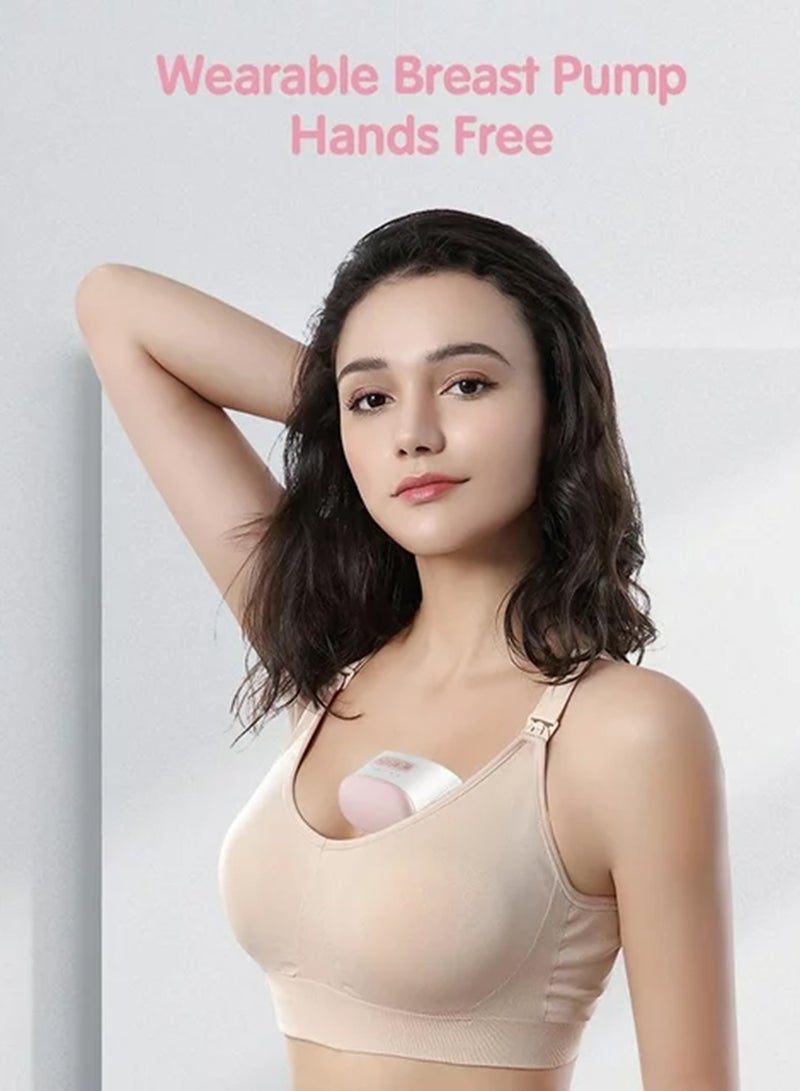 2-Piece Electric Portable Wearable Breast Cup 240 ml BPA-Free 3 Modes 10 Suction Levels - Pink And White