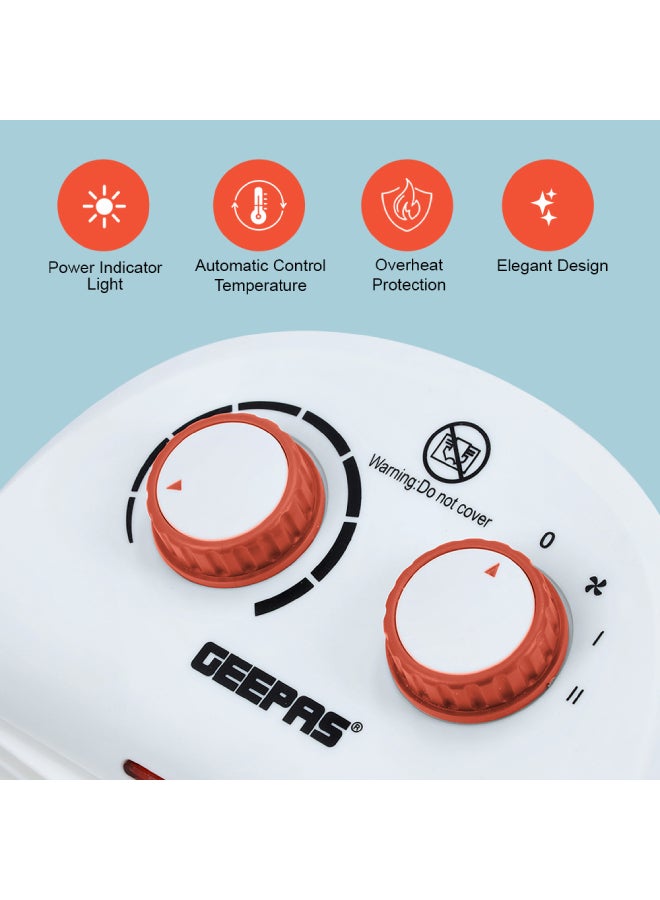 GEEPAS - Fan Heater with 2 Heat Settings 1000W and 2000W| Adjustable Thermostat | Instant Heating, Cold/ Warm/ Hot Wind Selection | Overheat Protection | Power Indicator Light 2000 W GFH28520 White/Red - Image 1