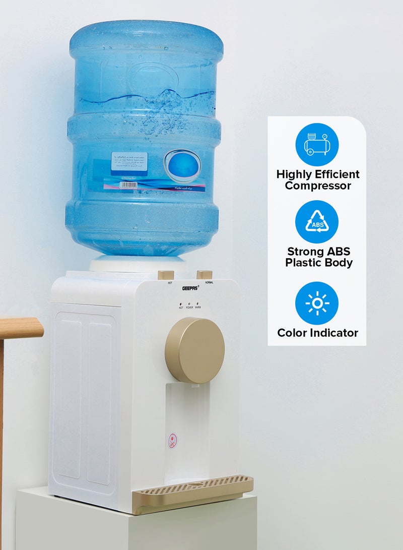 GEEPAS - Hot & Normal Water Dispenser - Stainless Steel Tank Top Loading with 2 Taps  Ideal for Home/Office/Shop & More GWD17032 White - Image 1